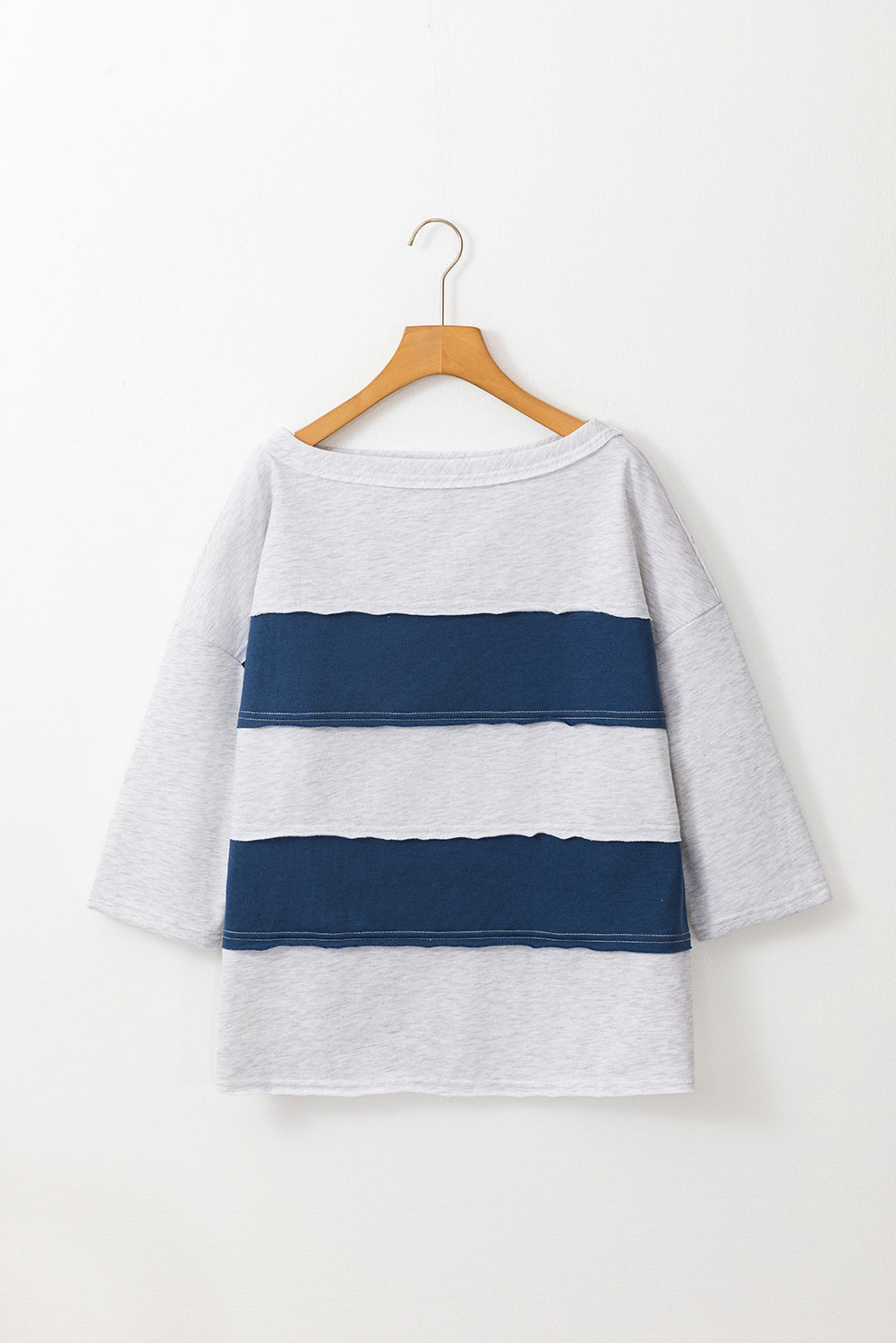 Sail Blue Raw Hem Colorblock Sweatshirt