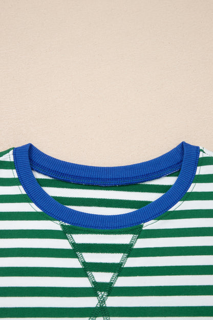 Stripe Terry Two Piece Short Set – Drop Shoulder Lounge Set