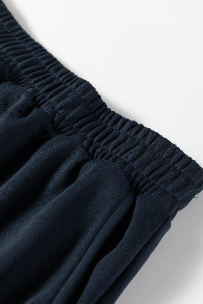 Navy Colorblock Pullover + Shorts Set 2pcs Outfit