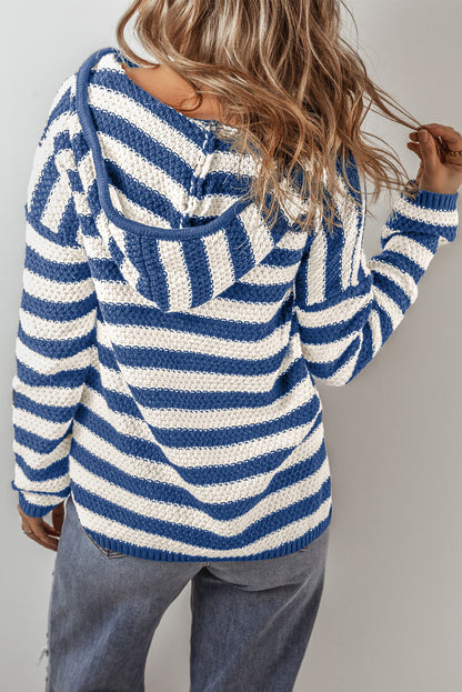 Blue Stripe Hooded Sweater