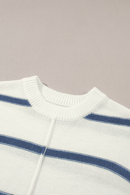 Striped Sweater Vest Tee – Sleeveless Batwing Knit Top