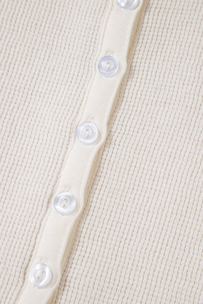 Harbor Waffle Button Top – White