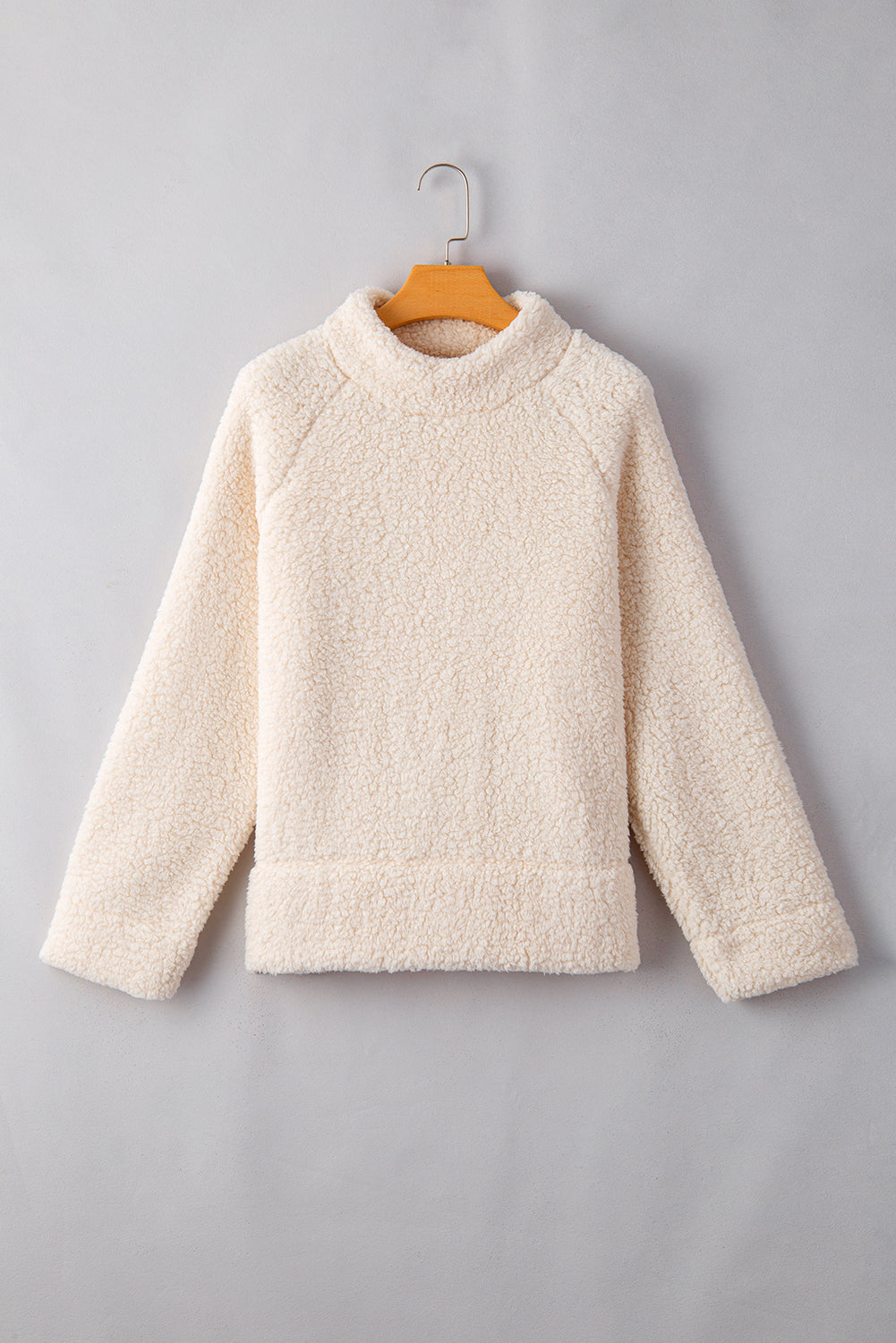 White Mock Neck Fleece Pullover