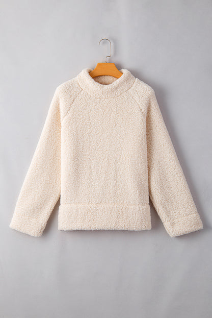 White Mock Neck Fleece Pullover