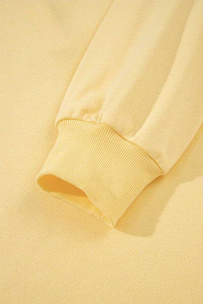 Yellow Cream Button Collar Drop Shoulder Pullover and Shorts 2pcs Outfit