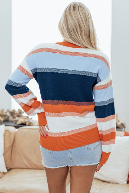 Dark Blue Colorblock Tunic Sweater