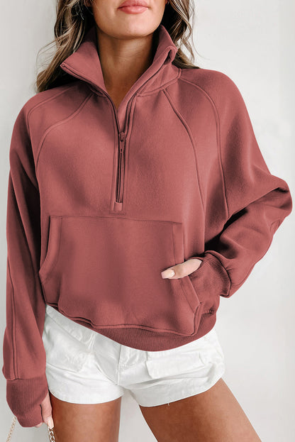 Fleece Half Zip Sweatshirt – Casual Winter Pullover