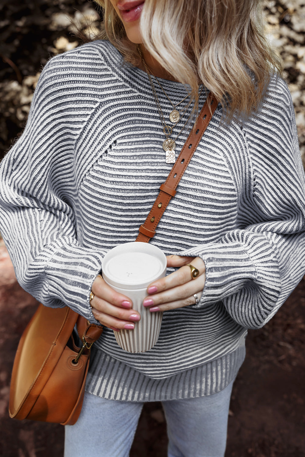 Ashleigh Blue Striped Ribbed Sweater