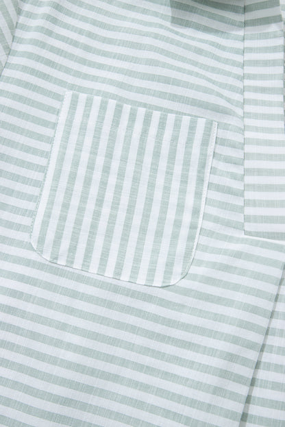 White Stripe Beach Cover Up Shirt – Collared Long Sleeve Button Down