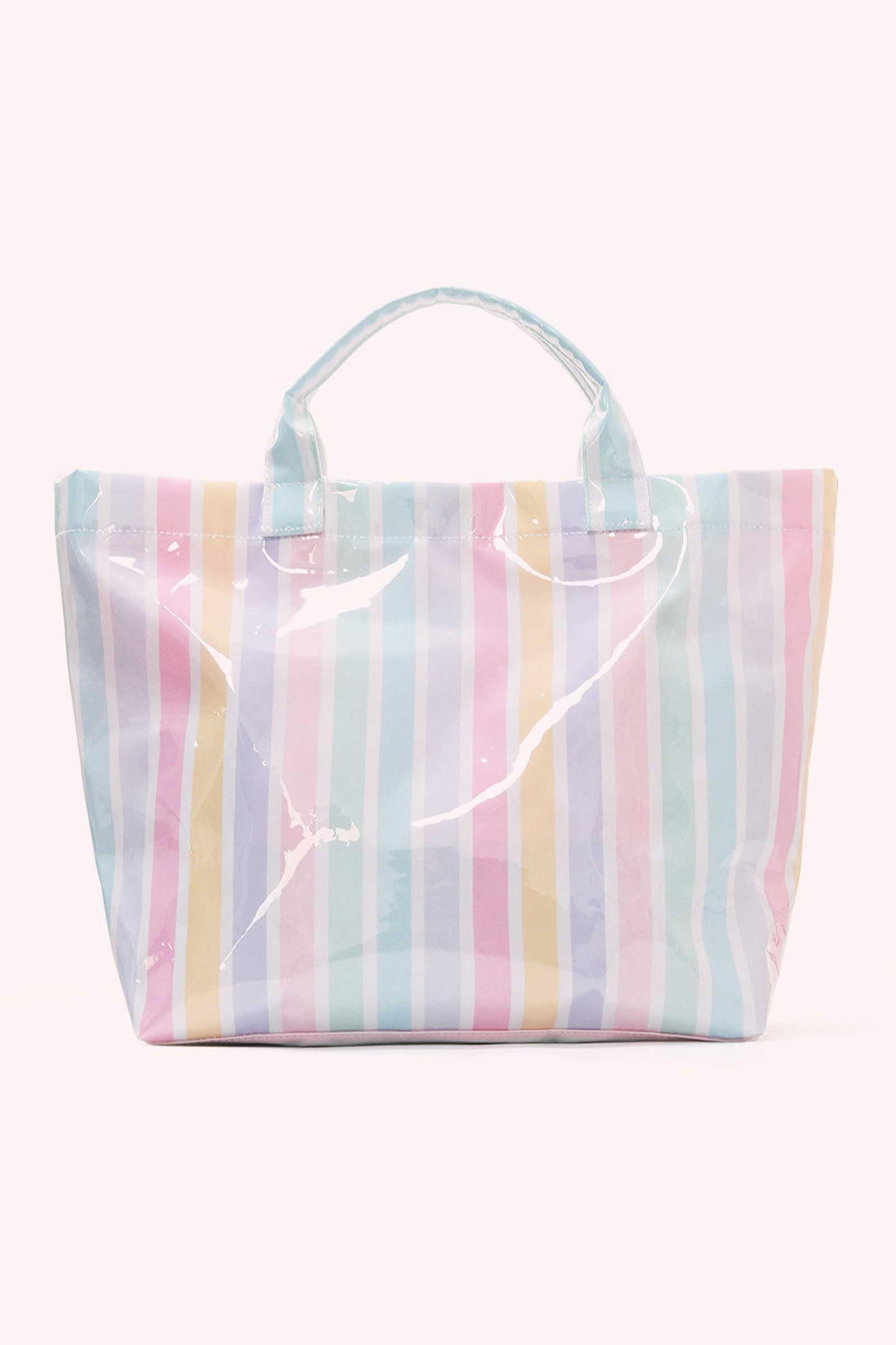 Yellow Cream Striped Waterproof Tote – Oversized Coastal Carryall Bag