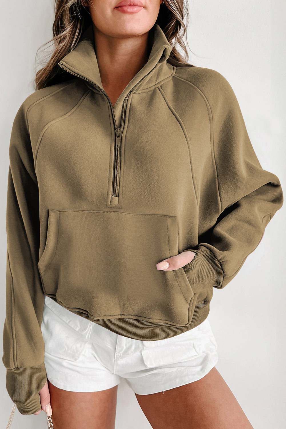 Fleece Half Zip Sweatshirt – Casual Winter Pullover