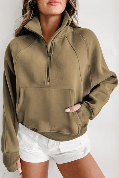 Fleece Half Zip Sweatshirt – Casual Winter Pullover
