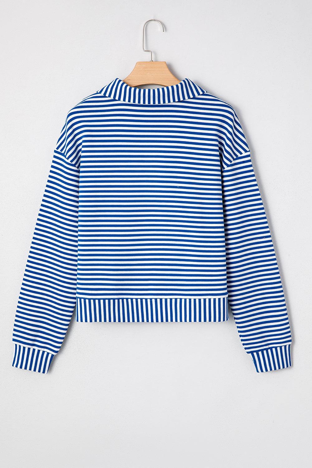 Blue Striped Quarter Zip Pullover Top