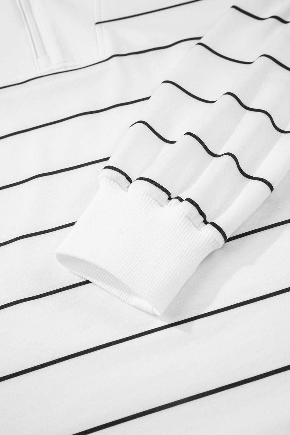 White Striped Pullover + Shorts Set 2pcs Outfit