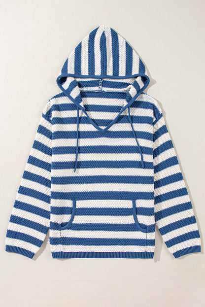 Blue Stripe Hooded Sweater