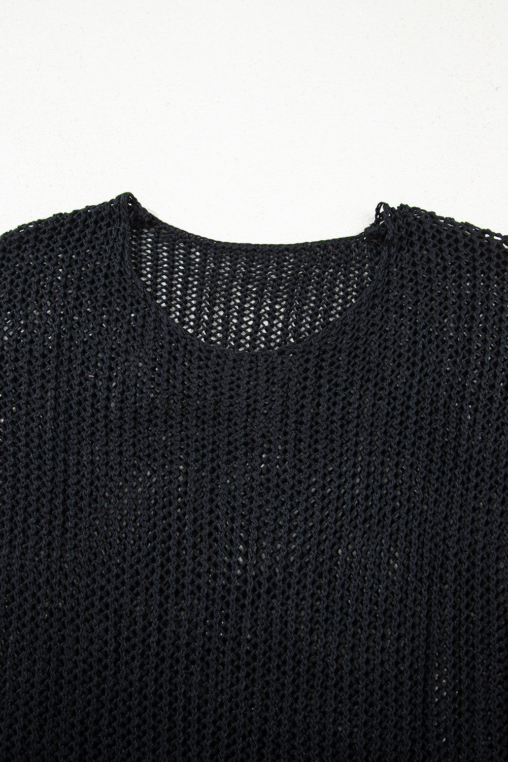 Boho Hollow-Out Sweater – Sand & Black
