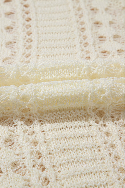 White Hollow-Out Bracelet Sleeve Sweater