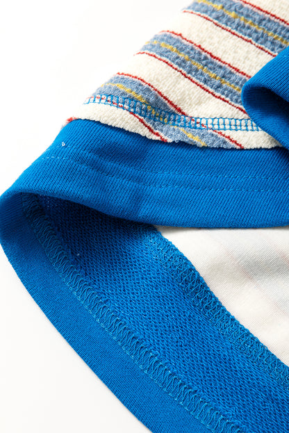 Striped Collared V-Neck Button Top