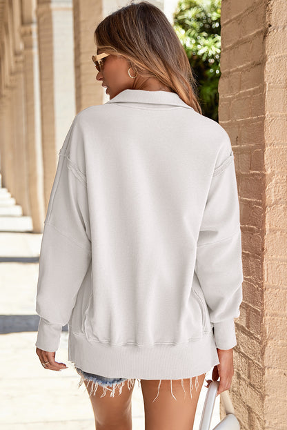 Snap Collar Sweatshirt – Relaxed Coastal Layer