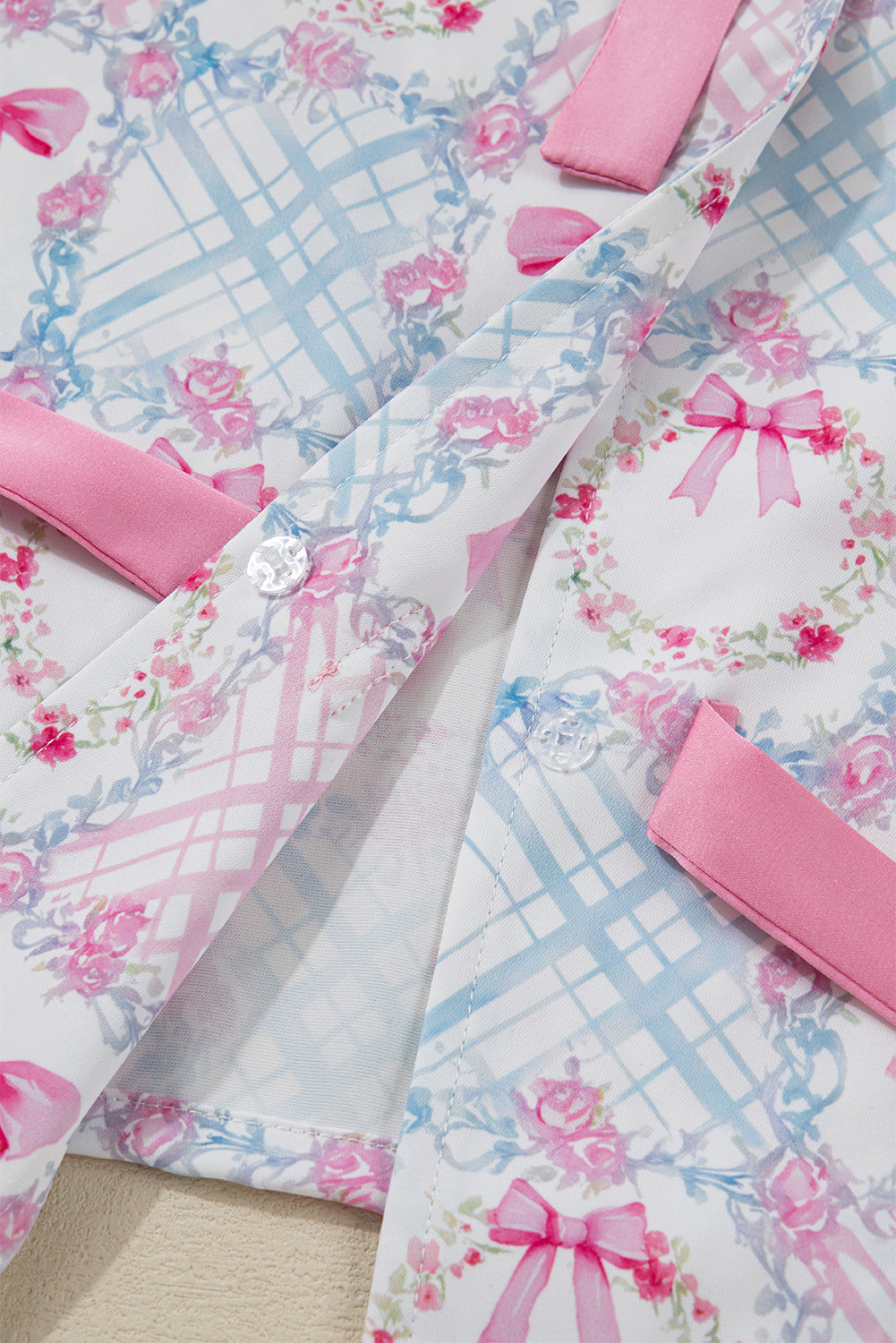 Pink Christmas Bow Wreath Pajama Set – Festive Holiday Comfort