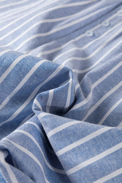 Sky Blue Stripe Coastal Button Pant