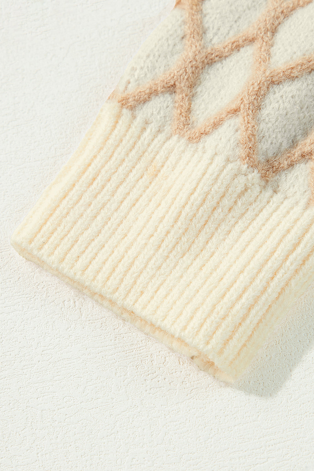 Oatmeal Diamond Knit Drop Shoulder Loose Sweater