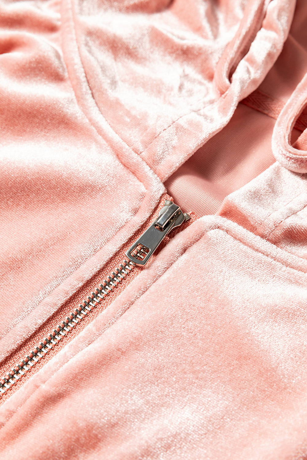 Peach Blossom Velvet Two Piece Pant Set – Zip Hoodie Wide Leg Lounge Set