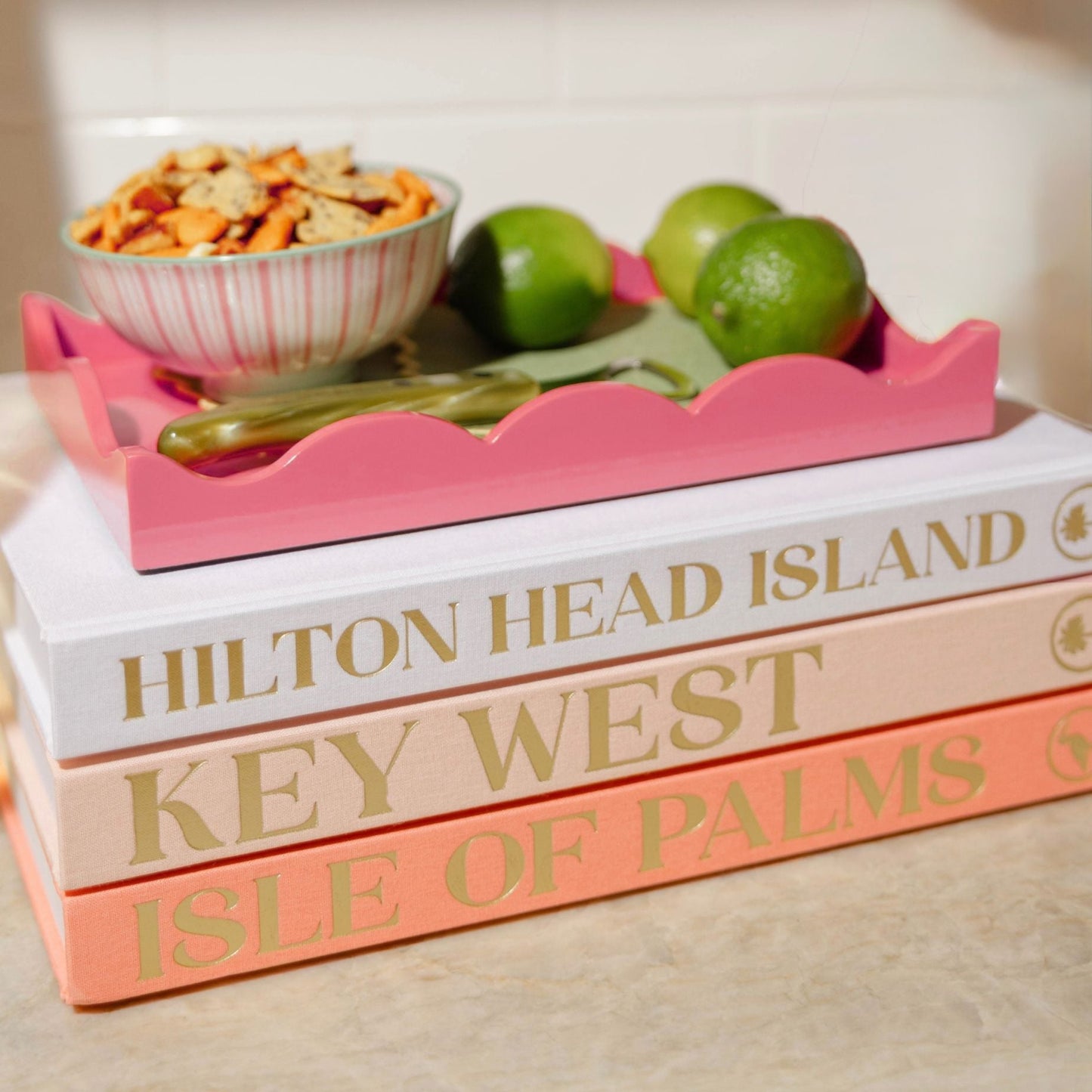 Rose Lacquered Scalloped Tray