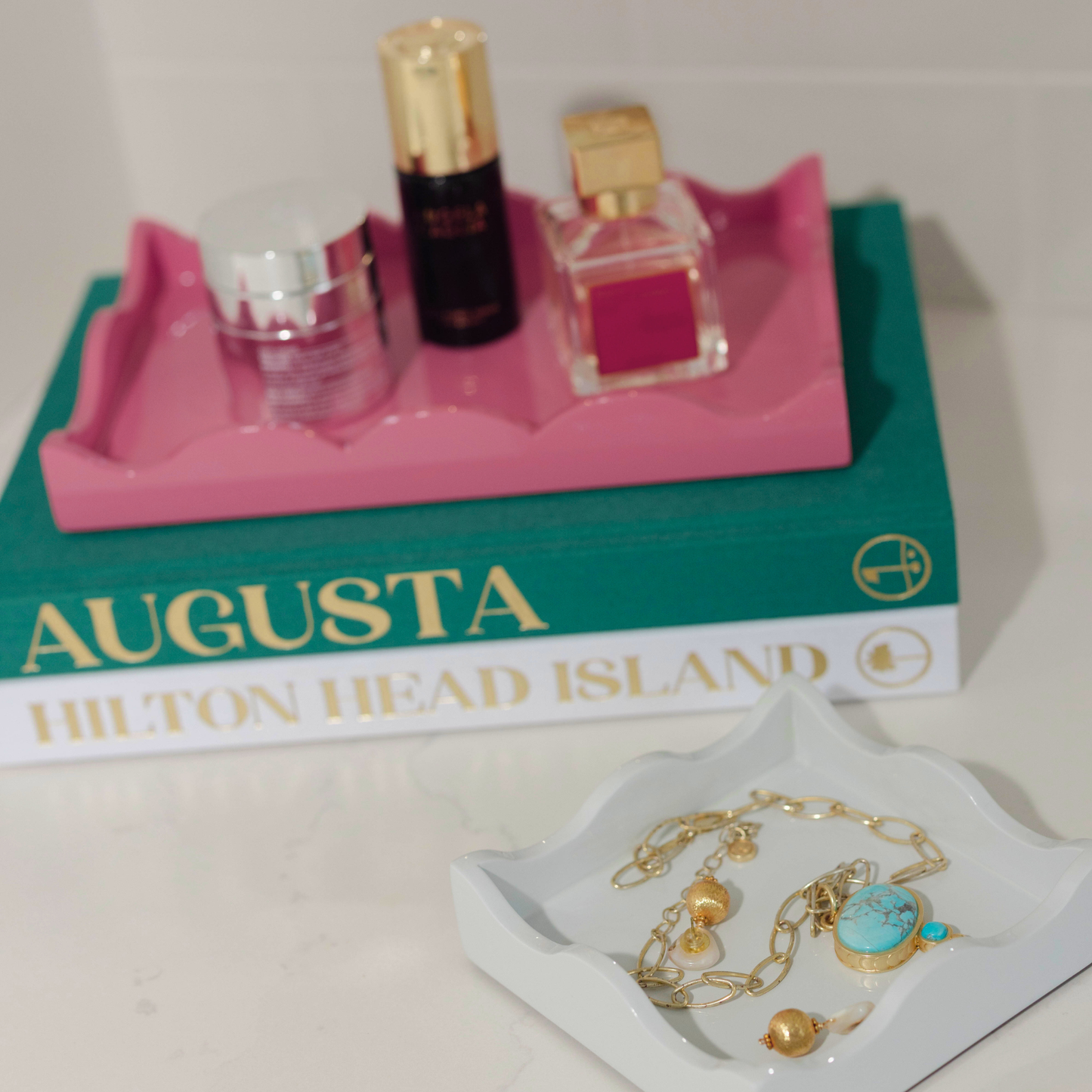 Rose Lacquered Scalloped Tray