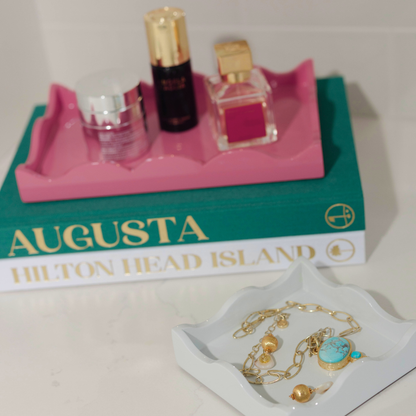 Rose Lacquered Scalloped Tray